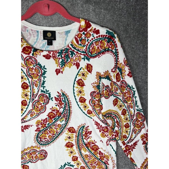 JM Collection Floral‎ Paisley Knit Ribbed Sweater Womens Medium Rayon Nylon - Picture 5 of 16